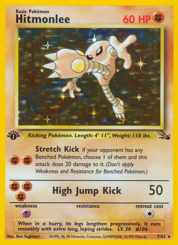 Hitmonlee Rare rarity Fossil Pokémon card price — $85.42