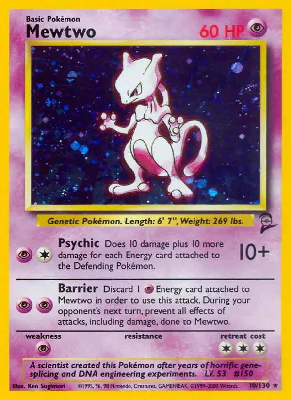 Mewtwo Rare rarity Base Set 2 Pokémon card price — $61.32