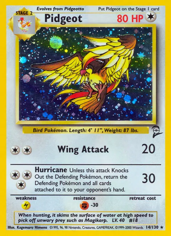 Pidgeot Rare rarity Base Set 2 Pokémon card price — $39.21