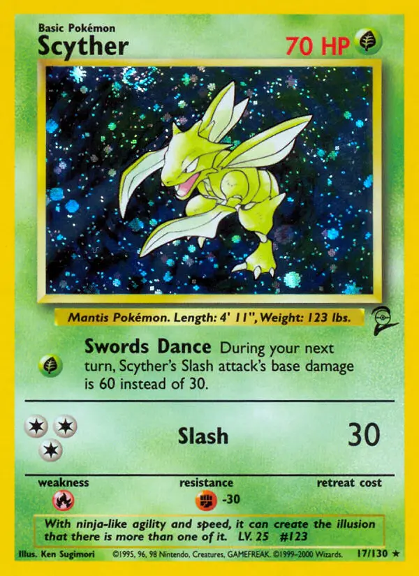 Scyther Rare rarity Base Set 2 Pokémon card price — $35.21