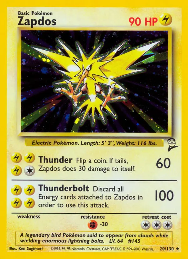 Zapdos Rare rarity Base Set 2 Pokémon card price — $39.40