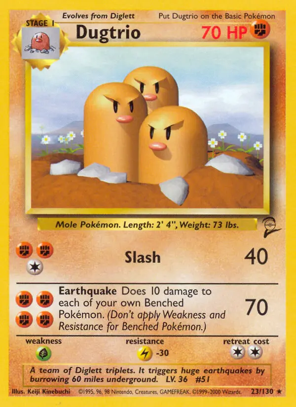 Dugtrio Rare rarity Base Set 2 Pokémon card price — $4.63