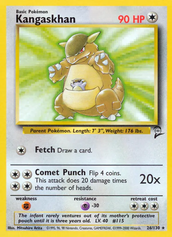 Kangaskhan Rare rarity Base Set 2 Pokémon card price — $4.82