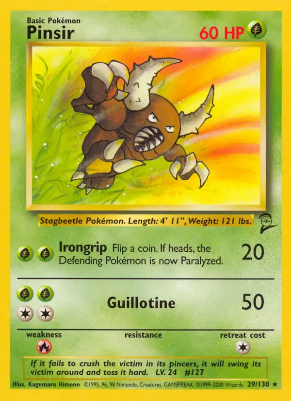 Pinsir Rare rarity Base Set 2 Pokémon card price — $4.56