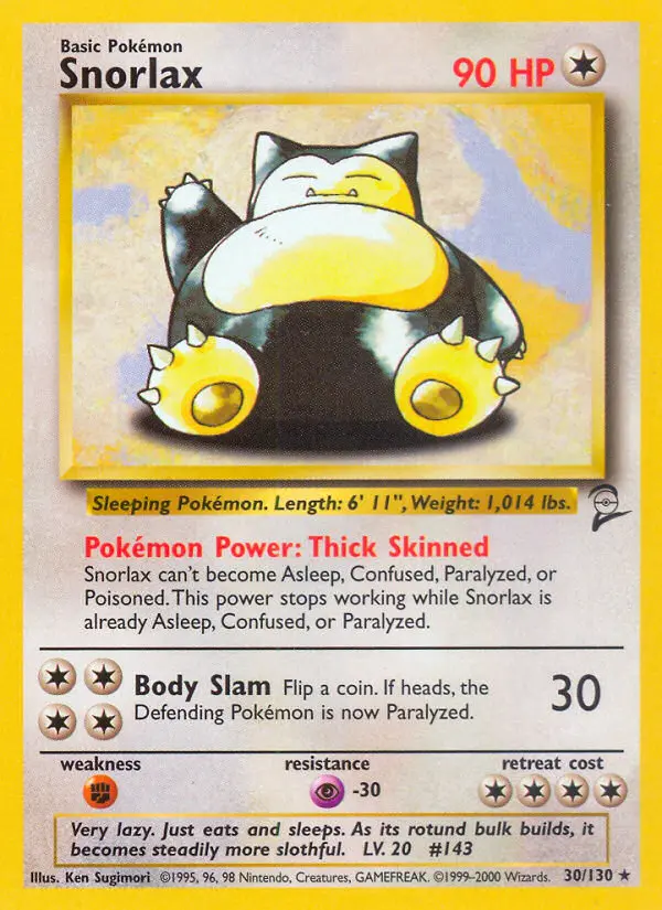 Snorlax Rare rarity Base Set 2 Pokémon card price — $30.21