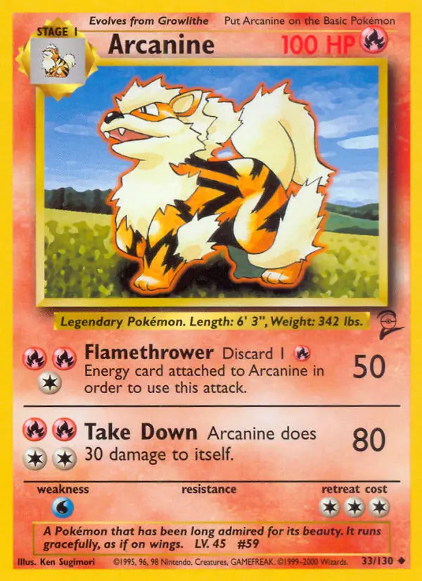 Arcanine Uncommon rarity Base Set 2 Pokémon card price — $2.01