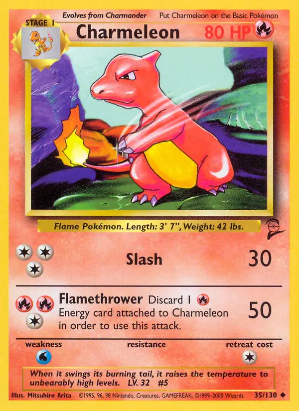 Charmeleon Uncommon rarity Base Set 2 Pokémon card price — $2.25