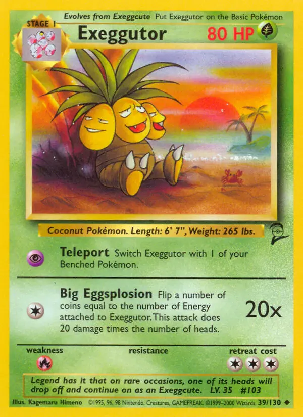 Exeggutor Uncommon rarity Base Set 2 Pokémon card price — $1.36