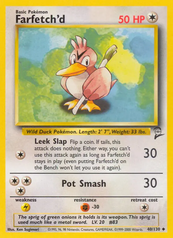 Farfetch'd Uncommon rarity Base Set 2 Pokémon card price — $0.64