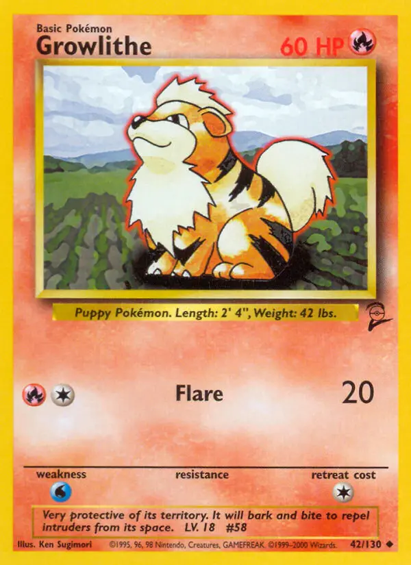 Growlithe Uncommon rarity Base Set 2 Pokémon card price — $1.77