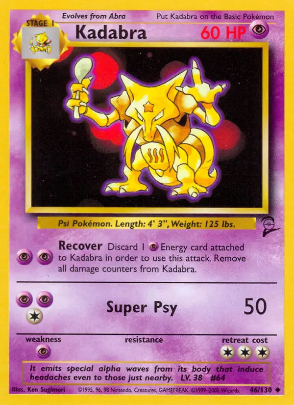 Kadabra Uncommon rarity Base Set 2 Pokémon card price — $1.86