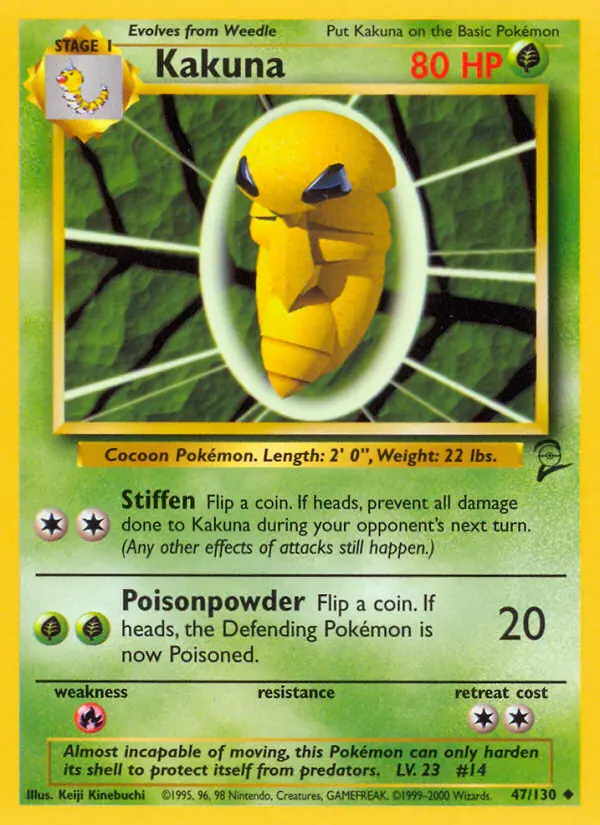 Kakuna Uncommon rarity Base Set 2 Pokémon card price — $1.04