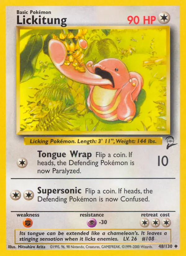 Lickitung Uncommon rarity Base Set 2 Pokémon card price — $1.78