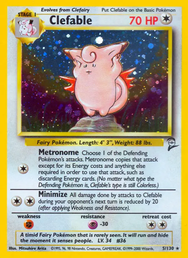 Clefable Rare rarity Base Set 2 Pokémon card price — $30.38