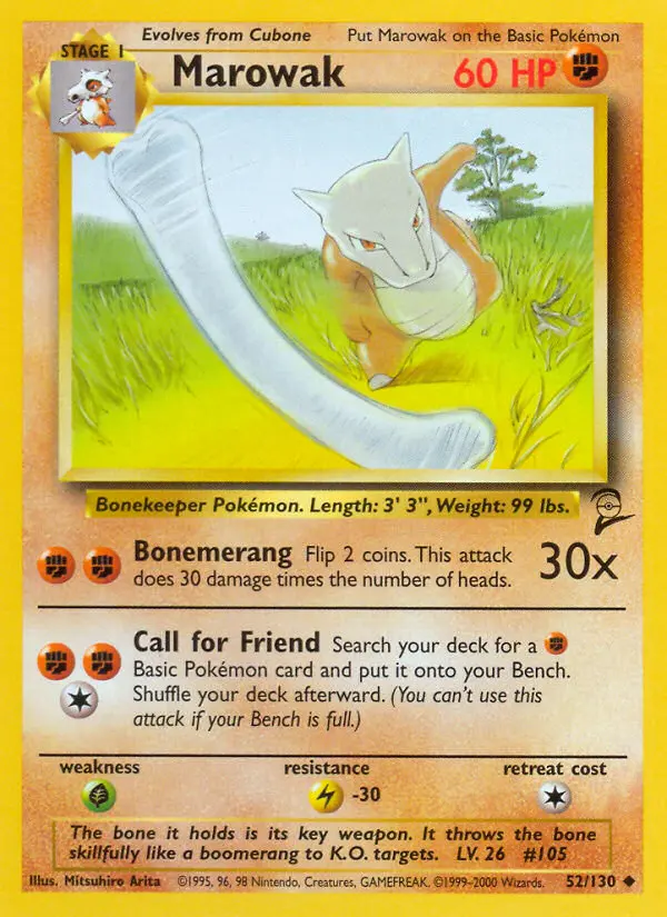 Marowak Uncommon rarity Base Set 2 Pokémon card price — $2.10