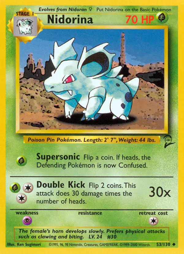 Nidorina Uncommon rarity Base Set 2 Pokémon card price — $1.16