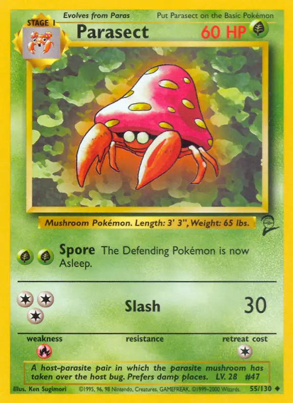 Parasect Uncommon rarity Base Set 2 Pokémon card price — $1.35
