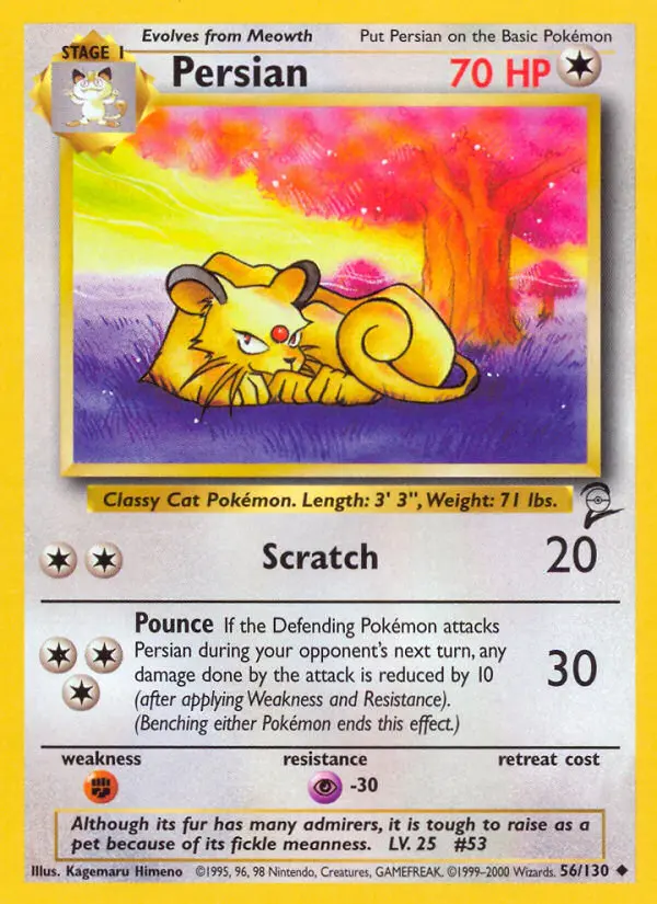 Persian Uncommon rarity Base Set 2 Pokémon card price — $2.73