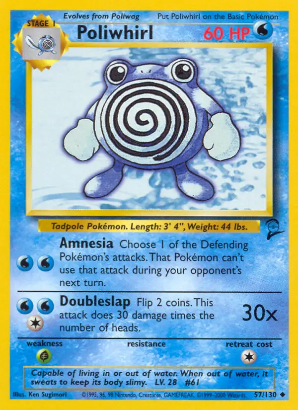 Poliwhirl Uncommon rarity Base Set 2 Pokémon card price — $1.39