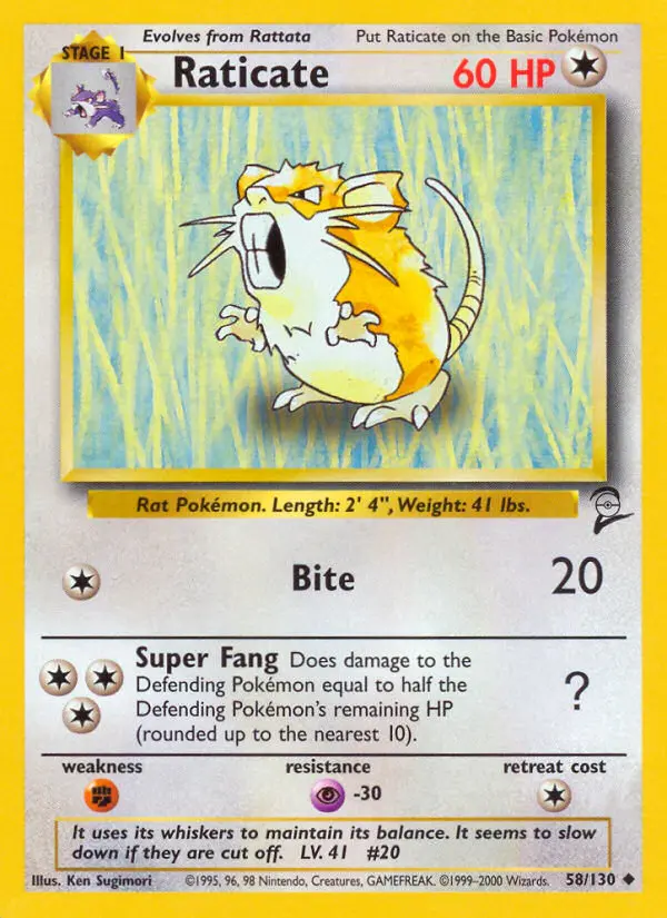 Raticate Uncommon rarity Base Set 2 Pokémon card price — $1.15