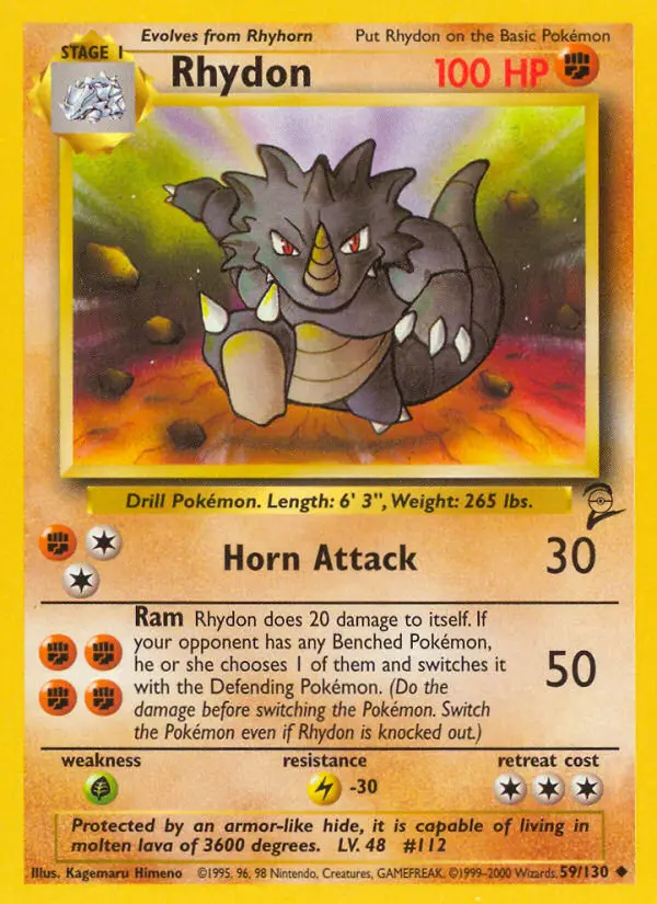 Rhydon Uncommon rarity Base Set 2 Pokémon card price — $2.03