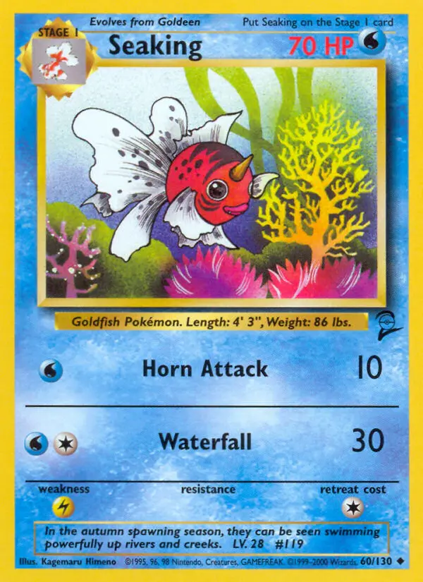 Seaking Uncommon rarity Base Set 2 Pokémon card price — $1.00