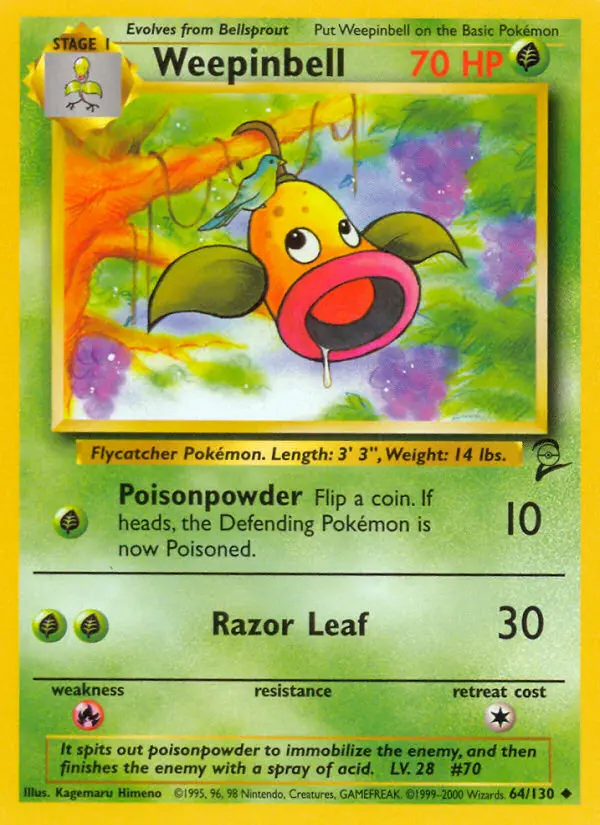 Weepinbell Uncommon rarity Base Set 2 Pokémon card price — $1.06