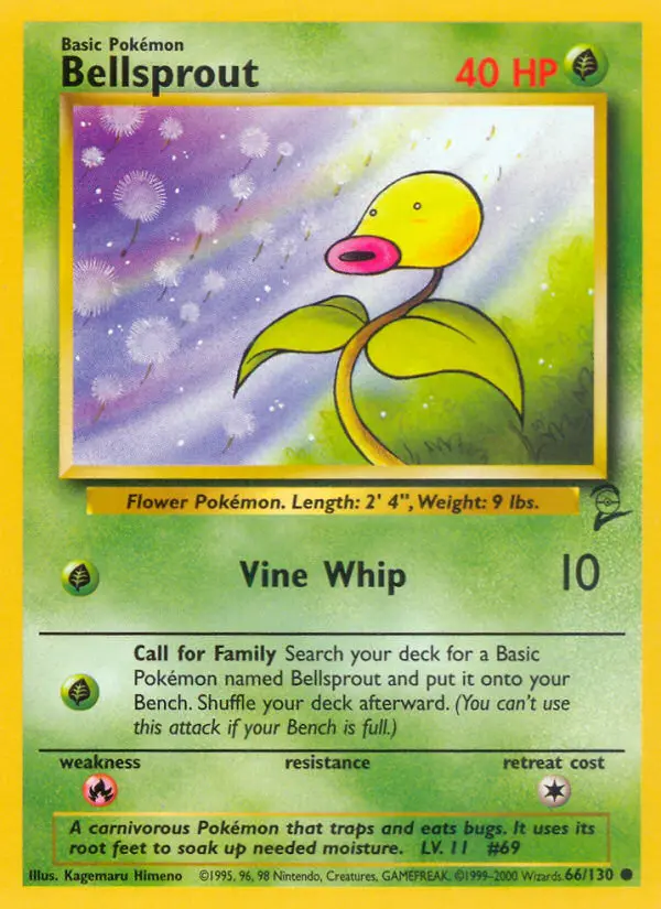 Bellsprout Common rarity Base Set 2 Pokémon card price — $0.57