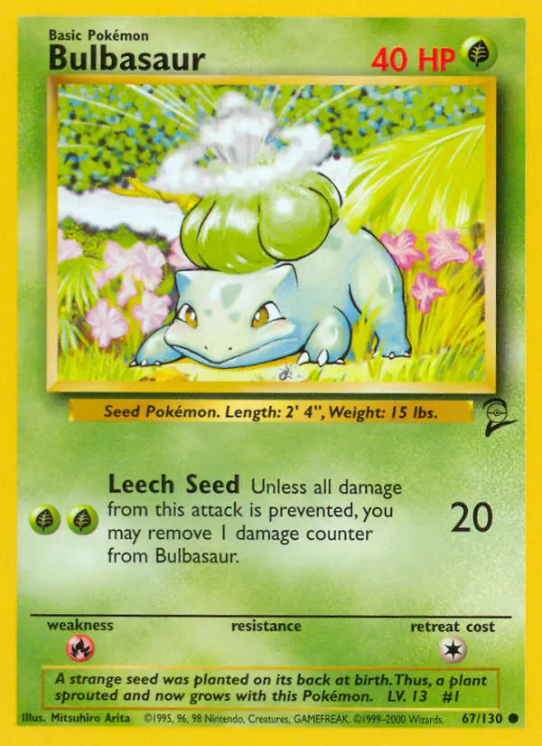 Bulbasaur Common rarity Base Set 2 Pokémon card price — $4.98