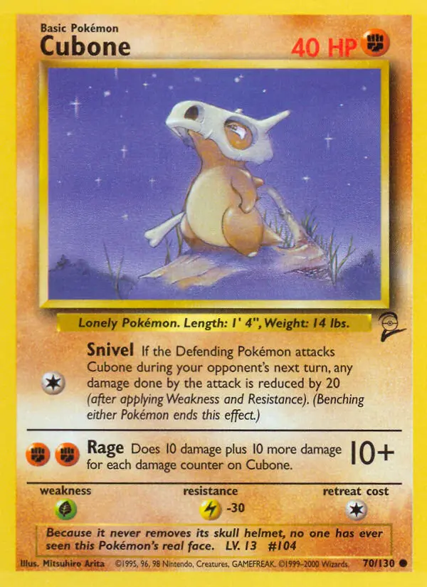 Cubone Common rarity Base Set 2 Pokémon card price — $1.03