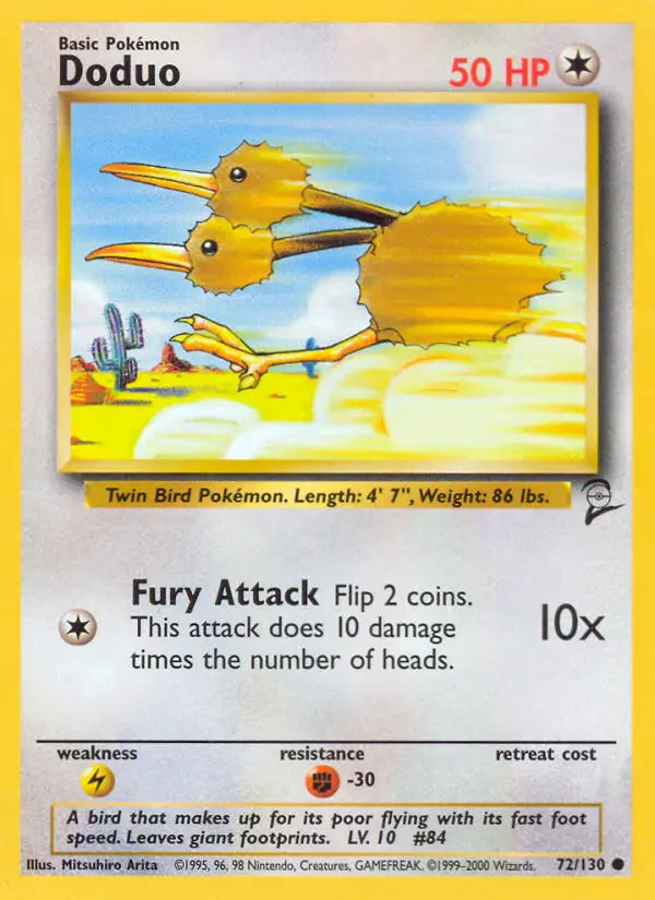 Doduo Common rarity Base Set 2 Pokémon card price — $0.55