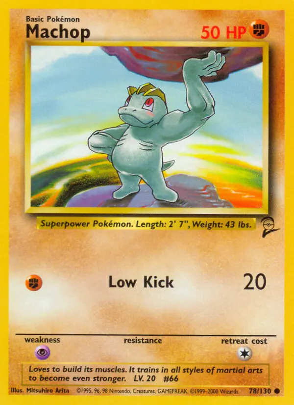 Machop Common rarity Base Set 2 Pokémon card price — $0.54