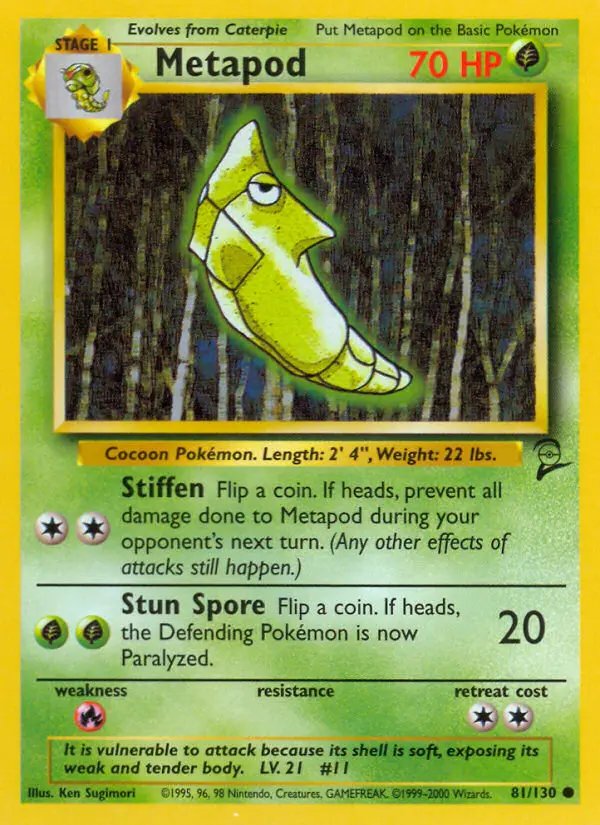 Metapod Common rarity Base Set 2 Pokémon card price — $0.67