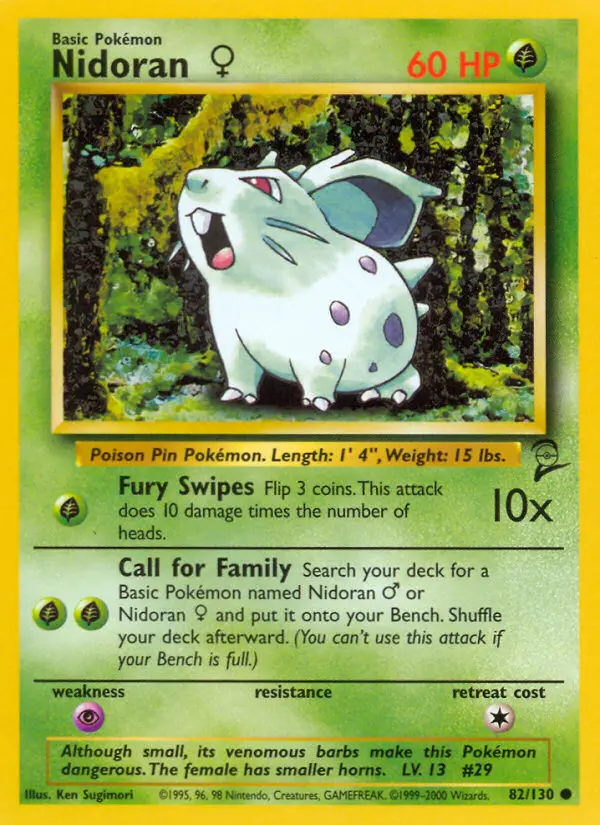 Nidoran♀ Common rarity Base Set 2 Pokémon card price — $0.58