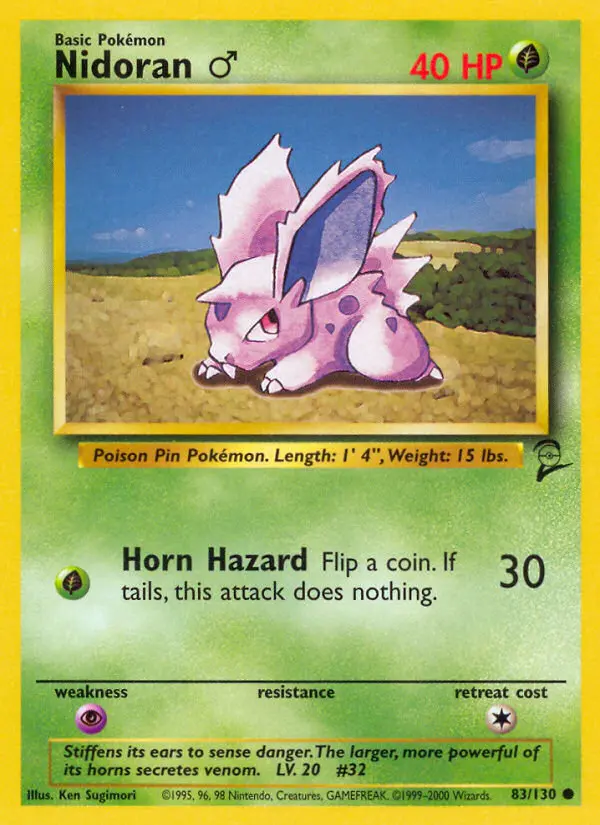 Nidoran♂ Common rarity Base Set 2 Pokémon card price — $0.73