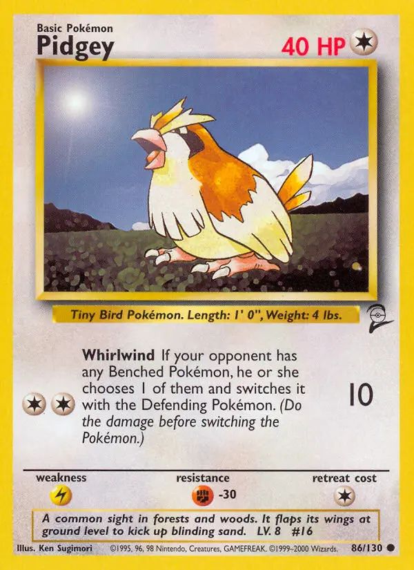 Pidgey Common rarity Base Set 2 Pokémon card price — $1.06