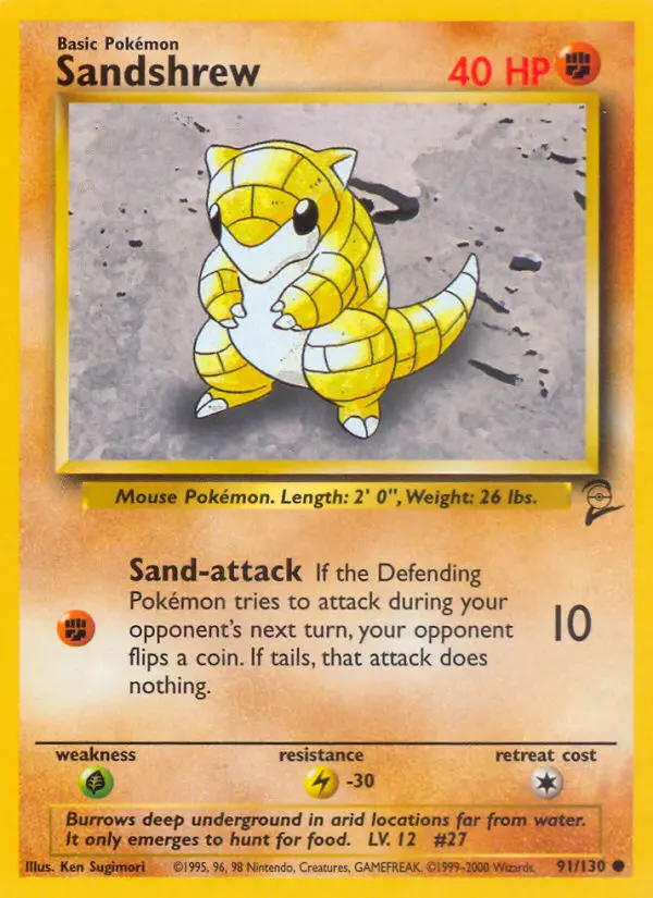 Sandshrew Common rarity Base Set 2 Pokémon card price — $0.49