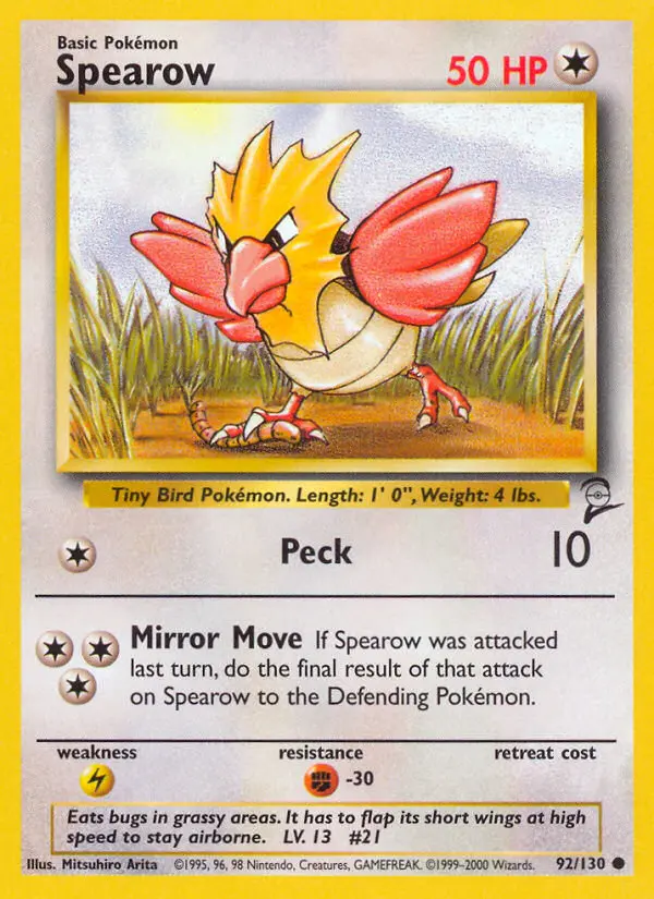 Spearow Common rarity Base Set 2 Pokémon card price — $0.66
