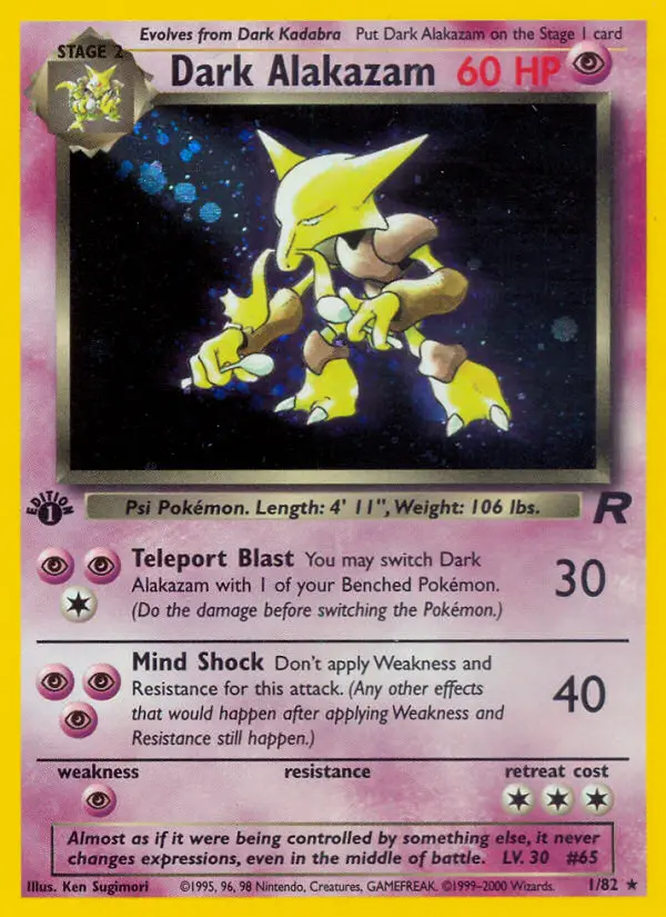 Dark Alakazam Rare rarity Team Rocket Pokémon card price — $164.99