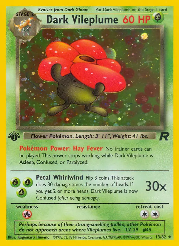 Dark Vileplume Rare rarity Team Rocket Pokémon card price — $65.14