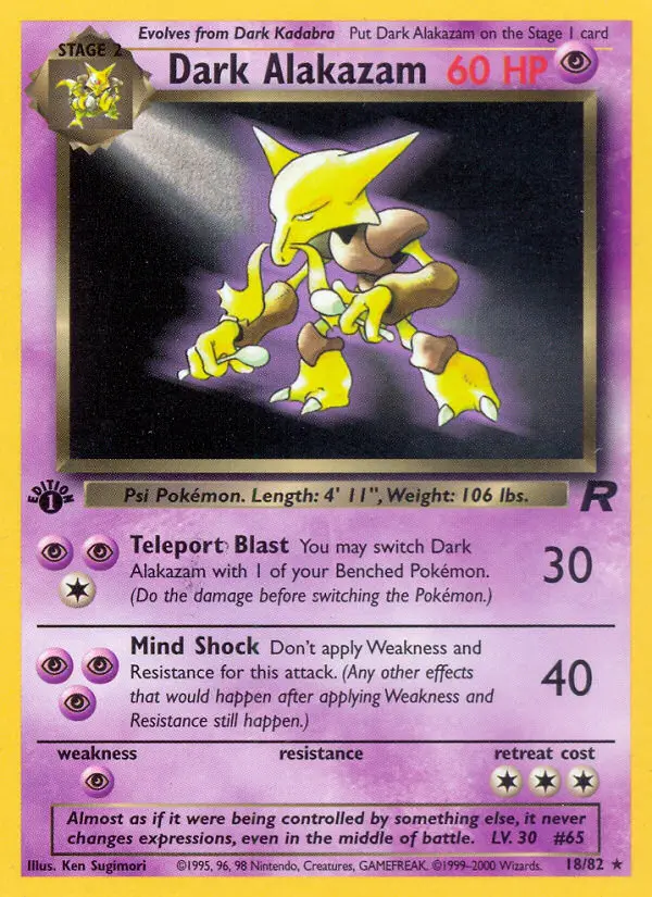 Dark Alakazam Rare rarity Team Rocket Pokémon card price — $31.05