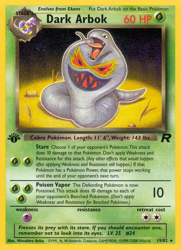 Dark Arbok Rare rarity Team Rocket Pokémon card price — $10.72