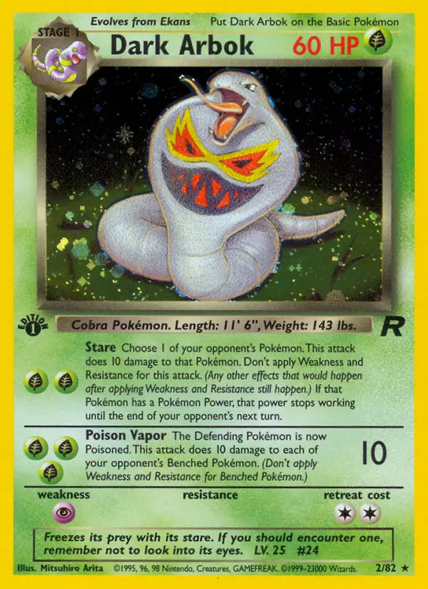 Dark Arbok Rare rarity Team Rocket Pokémon card price — $60.94