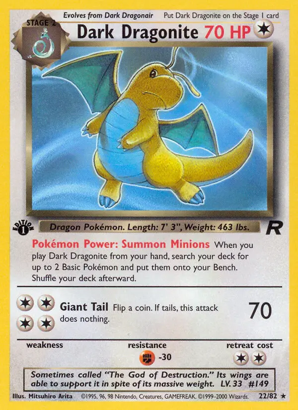 Dark Dragonite Rare rarity Team Rocket Pokémon card price — $73.41