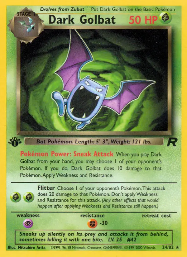 Dark Golbat Rare rarity Team Rocket Pokémon card price — $14.57