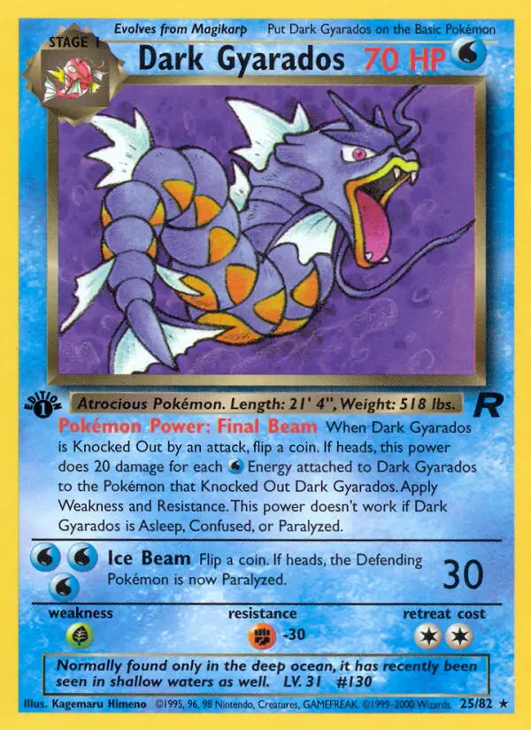 Dark Gyarados Rare rarity Team Rocket Pokémon card price — $32.80