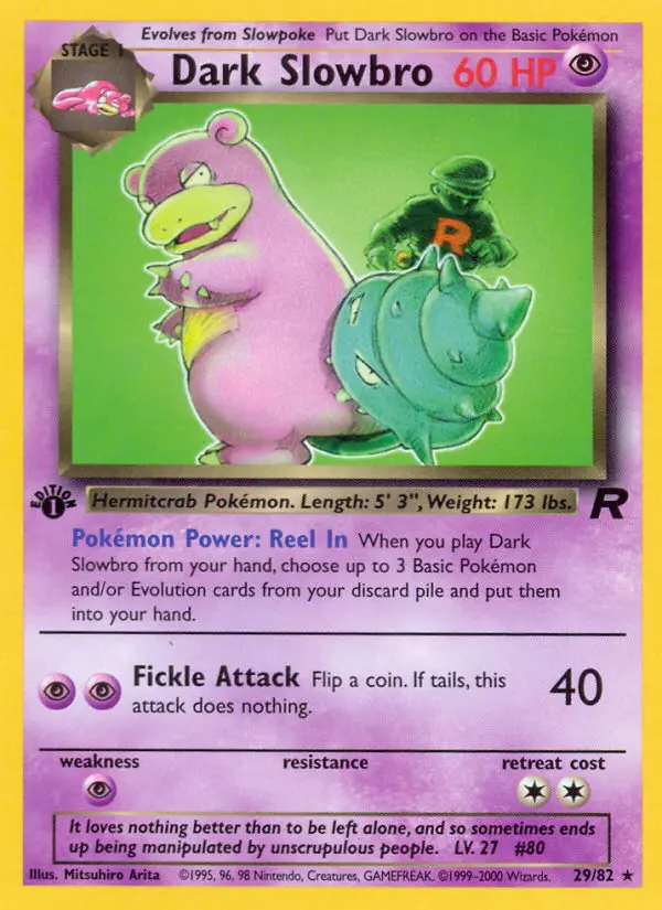 Dark Slowbro Rare rarity Team Rocket Pokémon card price — $17.52