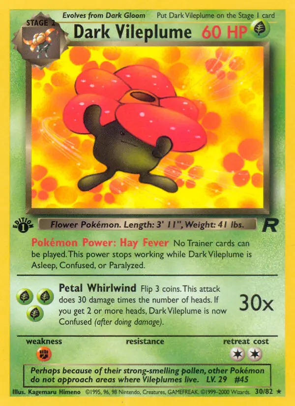 Dark Vileplume Rare rarity Team Rocket Pokémon card price — $13.57