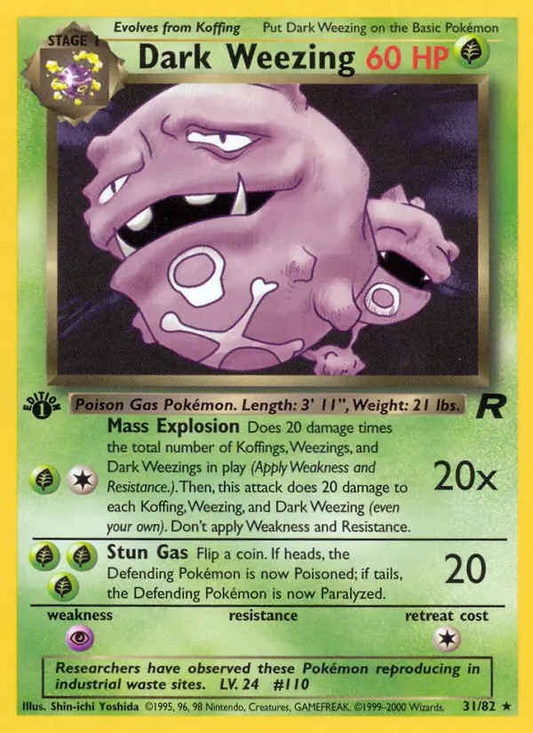 Dark Weezing Rare rarity Team Rocket Pokémon card price — $10.32