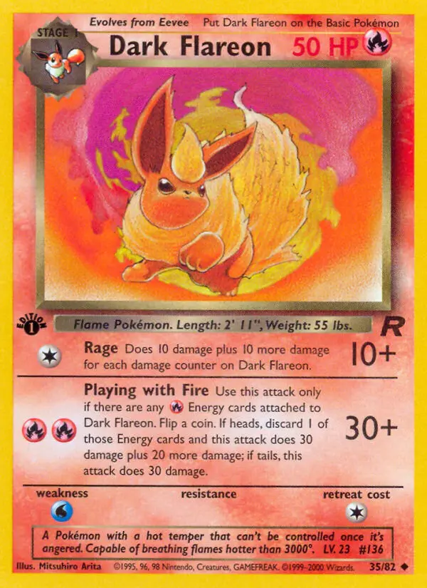 Dark Flareon Uncommon rarity Team Rocket Pokémon card price — $22.41